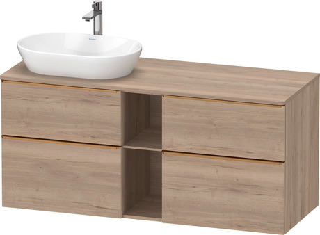 Console vanity unit wall-mounted, DE4970L04550000 Marbled Oak Matt, Decor, Handle Bronze