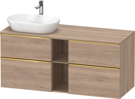 Console vanity unit wall-mounted, DE4970L34550000 Marbled Oak Matt, Decor, Handle Gold