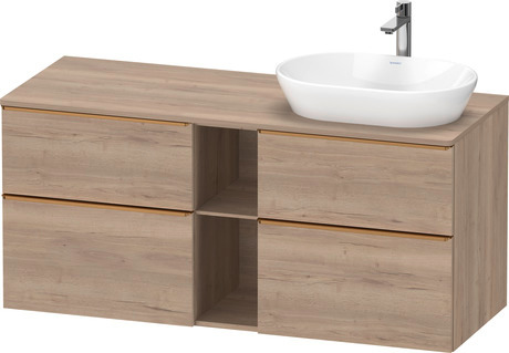 Console vanity unit wall-mounted, DE4970R04550000 Marbled Oak Matt, Decor, Handle Bronze