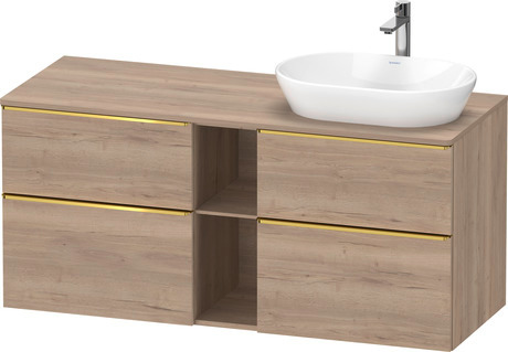 Console vanity unit wall-mounted, DE4970R34550000 Marbled Oak Matt, Decor, Handle Gold