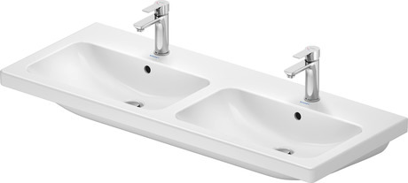 Double washbasin, 24001200002 White High Gloss, Number of faucet holes per wash area: 1 Middle, Overflow: Yes, Underside glazed