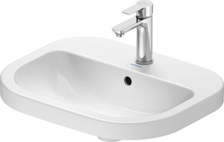 Washbowl, 24025500002 White High Gloss, Tap hole platform: Yes, Number of faucet holes per wash area: 1 Middle, Overflow: Yes, Underside glazed