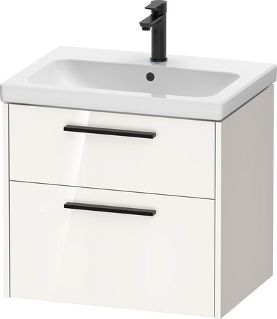 Vanity unit wall-mounted, DC46710BD220000 White High Gloss, HPL, Handle Diamond black