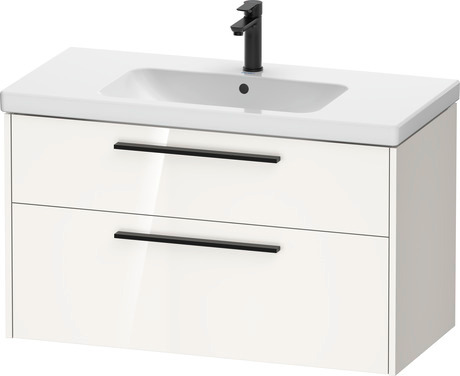 Vanity unit wall-mounted, DC46730BD220000 White High Gloss, HPL, Handle Diamond black