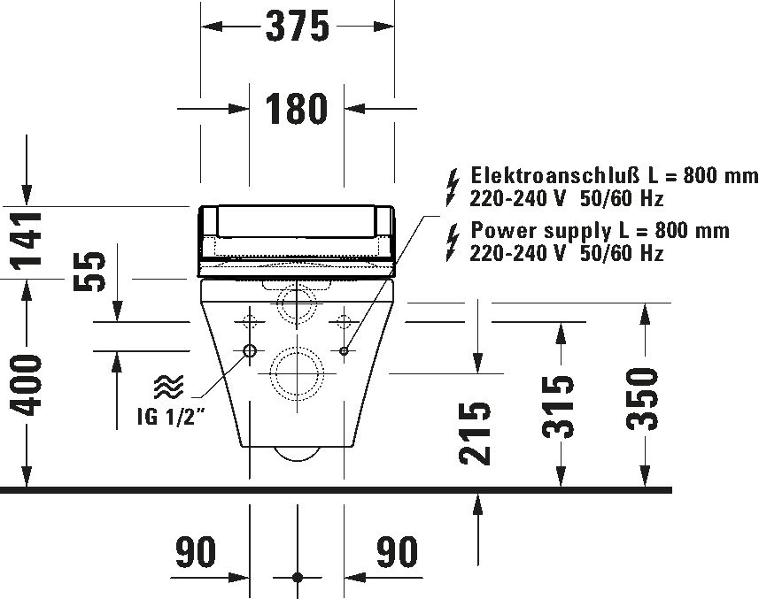 Toilet wall-mounted for shower toilet seat, 254259