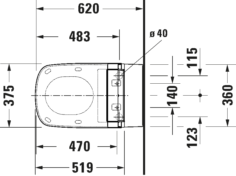 Toilet wall-mounted for shower toilet seat, 254259