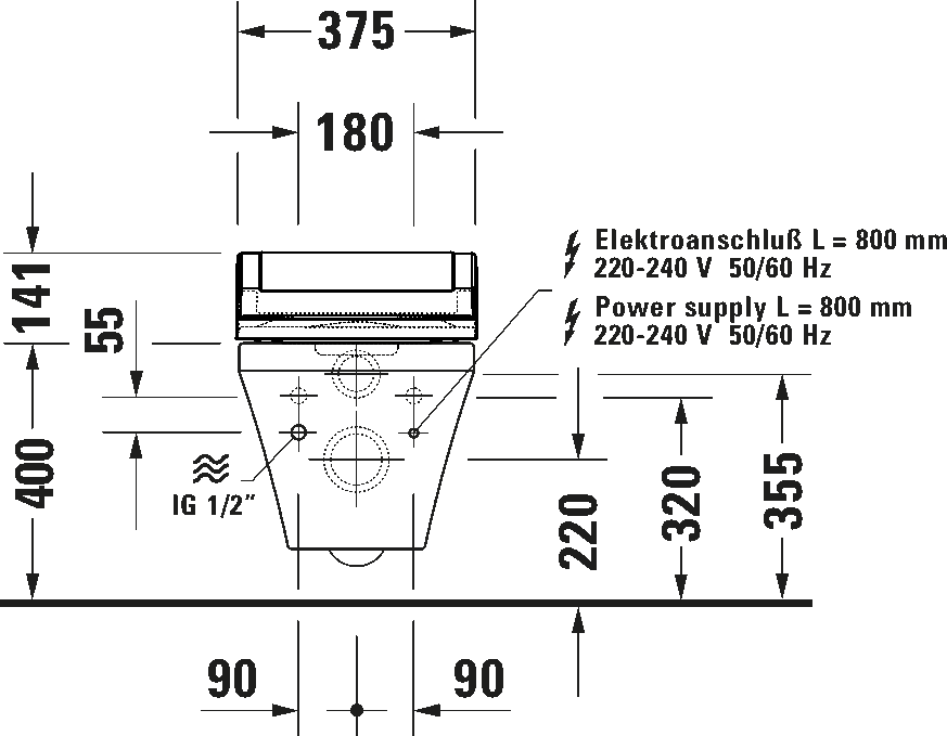 Toilet wall-mounted for shower toilet seat, 253759