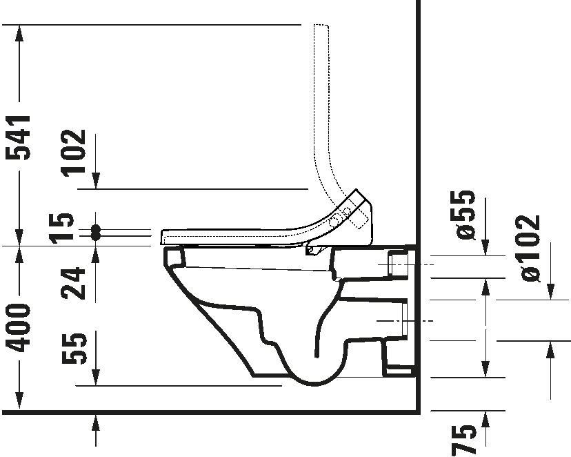 Toilet wall-mounted for shower toilet seat, 253759