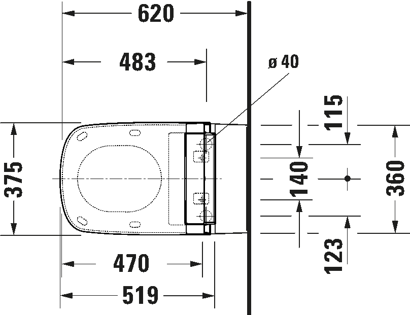 Toilet wall-mounted for shower toilet seat, 253759