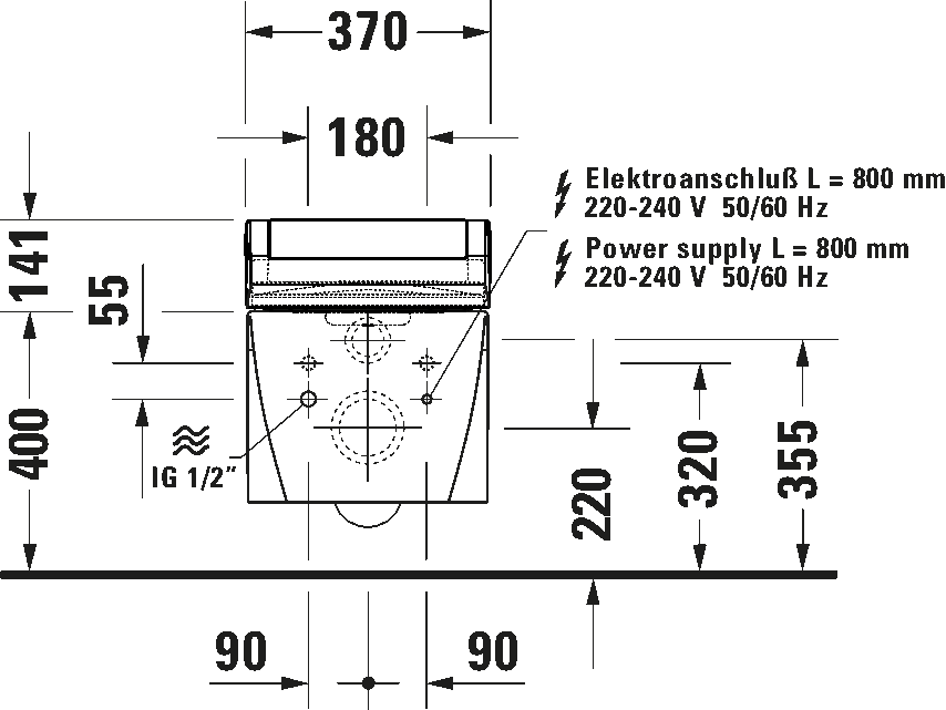 Toilet wall-mounted for shower toilet seat, 253359