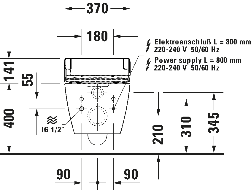 Toilet wall-mounted for shower toilet seat, 252959