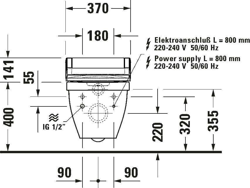 Toilet wall-mounted for shower toilet seat, 222659