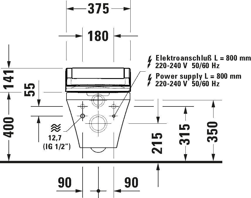 Toilet wall-mounted for shower toilet seat, 254259