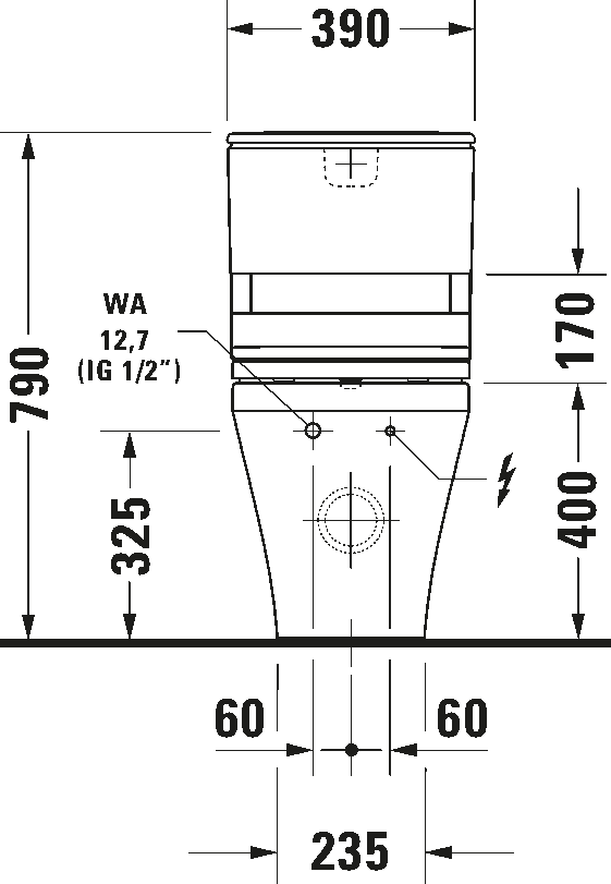 Toilet close-coupled for SensoWash, 215659