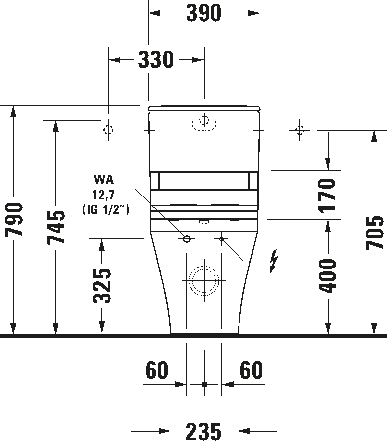 Toilet close-coupled for SensoWash, 215659