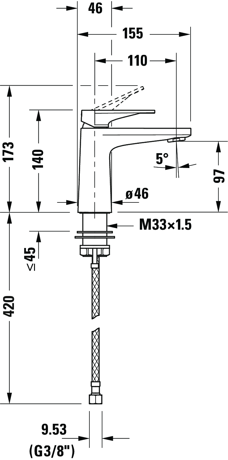 Single lever basin mixer S, TU1010002