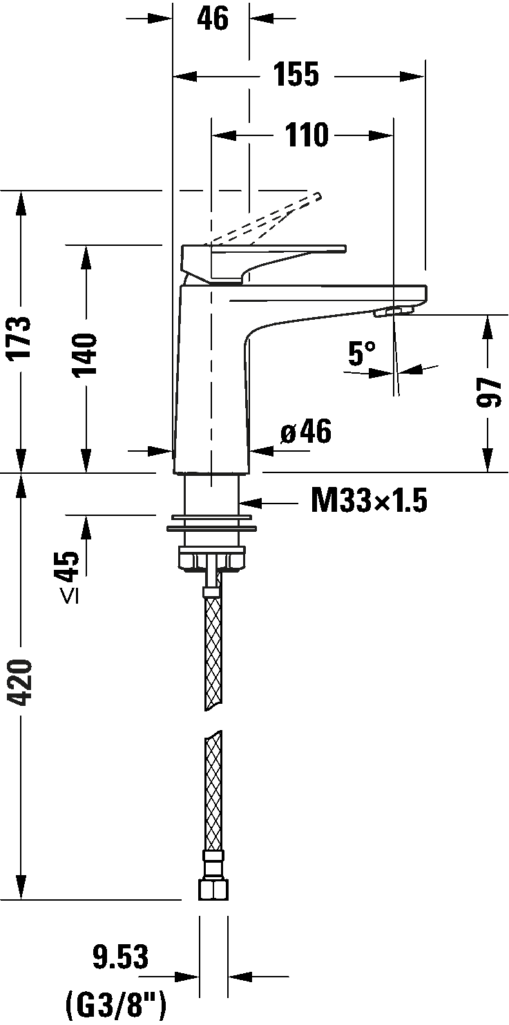 Single lever basin mixer S, TU1010002