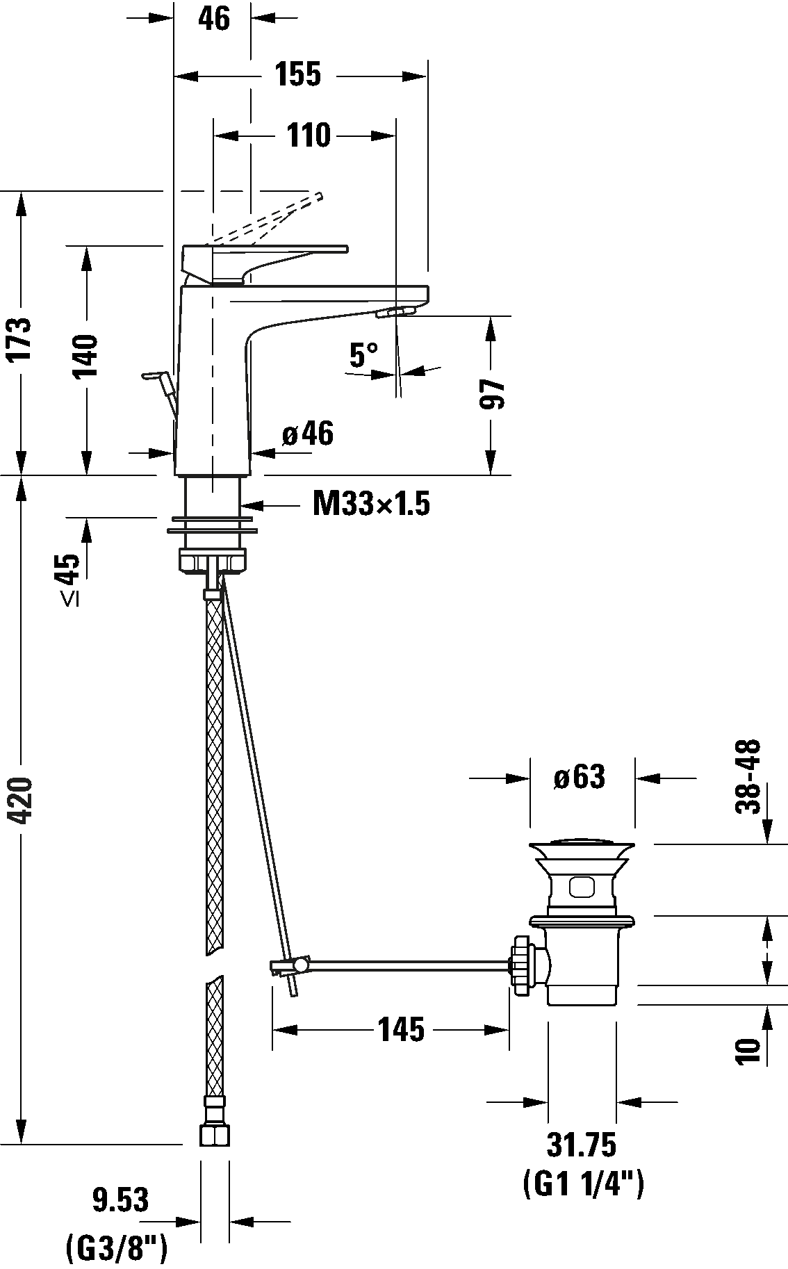 Single lever basin mixer S FreshStart, TU1011001