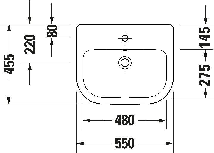 Semi-recessed washbasin, 240355