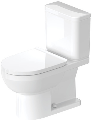 Two Piece Toilet, D4061500 Set items: Toilet Seat, Toilet Tank, Toilet Bowl, Article No.: 0025290000, 09415000U3, 2188010085, White High Gloss, elongated, Siphonic, Flushing rim: rimless, Trip lever placement: Left, Outlet vertical, Flush water quantity: 1.28 gal, Single Flush, Water connection position: Bottom left
