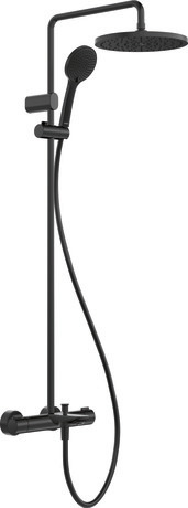 Shower system, WA5280008A46 only for Asian markets, Black Matt, Height: 1124 mm, Flow rate (3 bar): 16 l/min, Flow rate of hand shower (3 bar): 6 l/min, Flow rate of showerhead (3 bar): 6 l/min