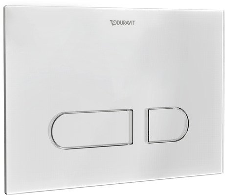 Mechanical actuator plate for WC, WD5013012060 Glass, White, Dual Flush, Flush operation: Mechanical, Flush operation technology: Manual, Automatic, Type of installation: surface mounted, Incl. installation frame, Including mounting kit, Incl. push rod
