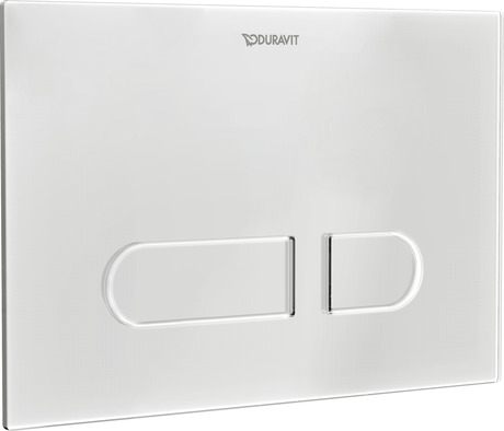 Mechanical actuator plate for WC, WD5013012060 Glass, White, Dual Flush, Flush operation: Mechanical, Flush operation technology: Manual, Automatic, Type of installation: surface mounted, Incl. installation frame, Including mounting kit, Incl. push rod