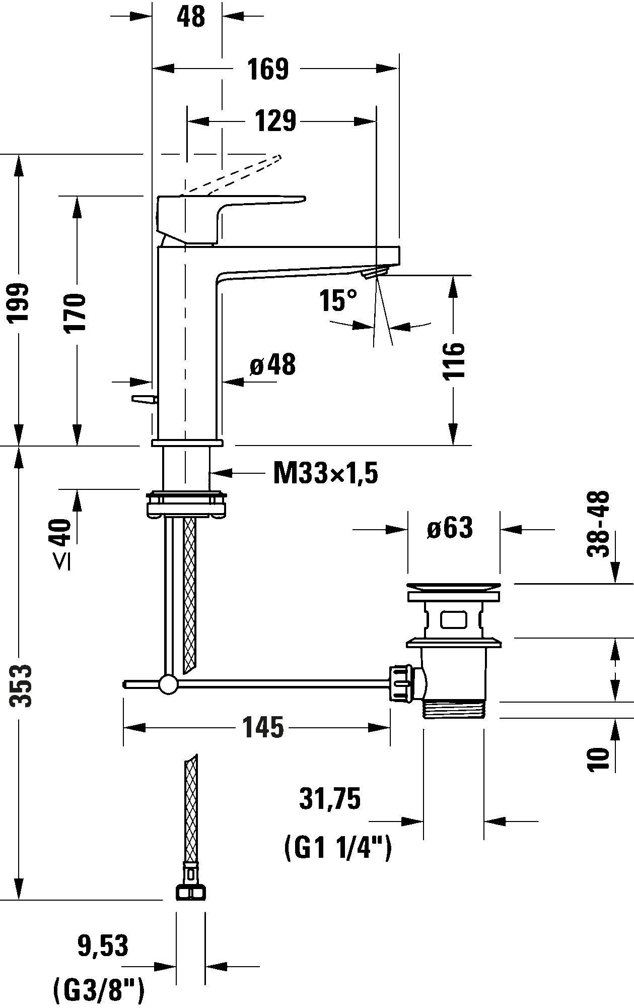 Single lever basin mixer M MinusFlow, MH1022001