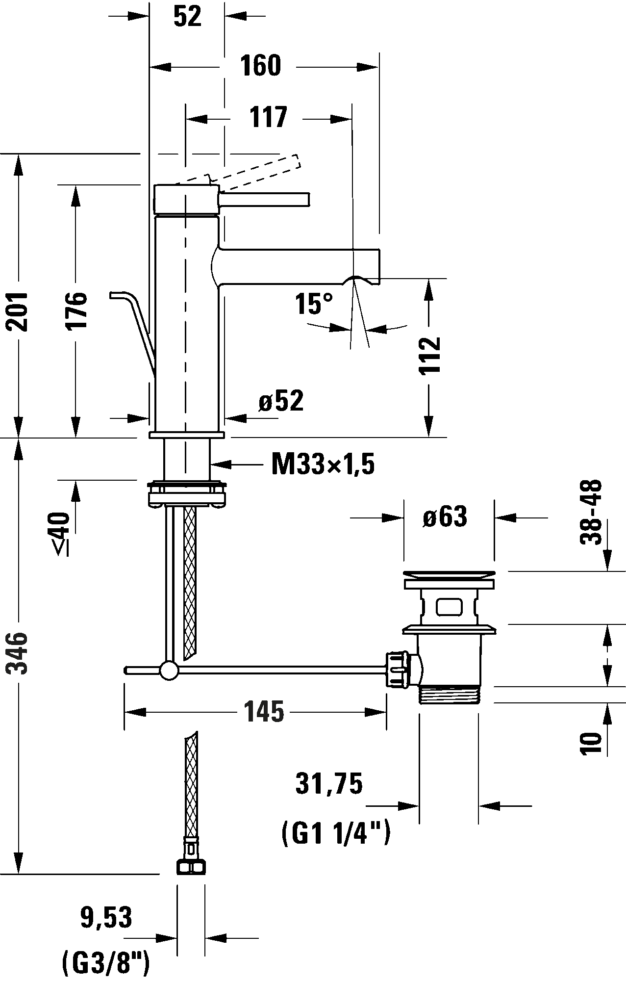 Single lever basin mixer M MinusFlow, CE1022001