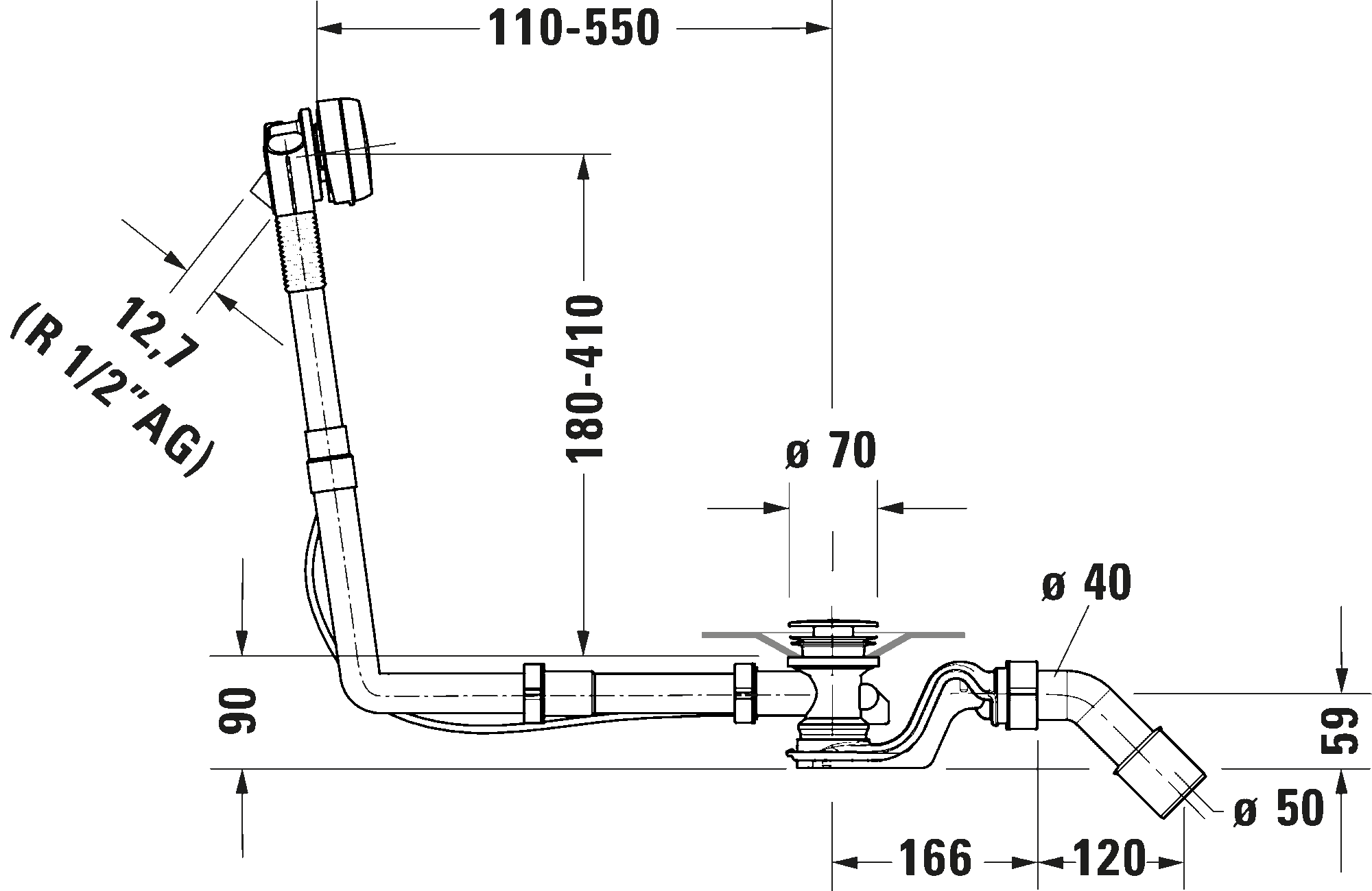 Waste and overflow with inlet, 792219