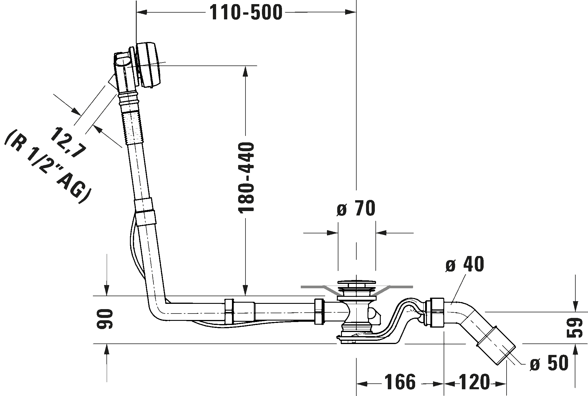 Waste and overflow with inlet, 792209