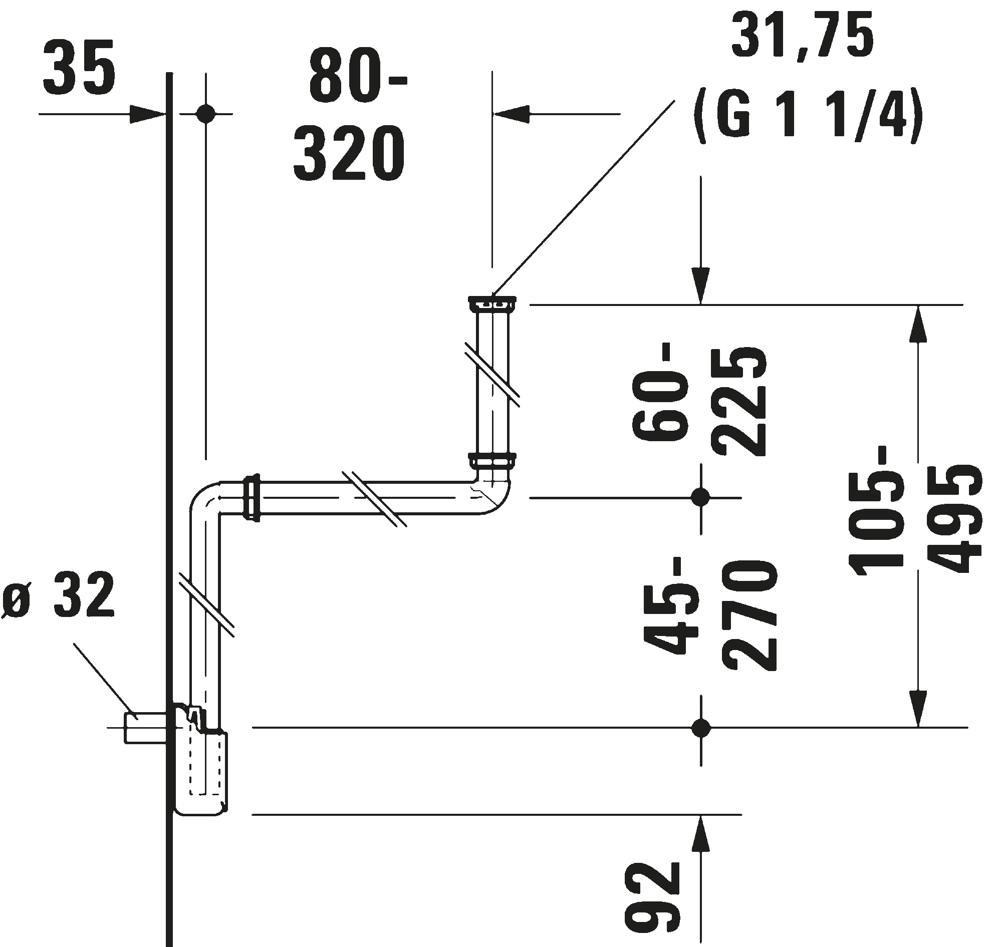 Space-saving siphon, 005076