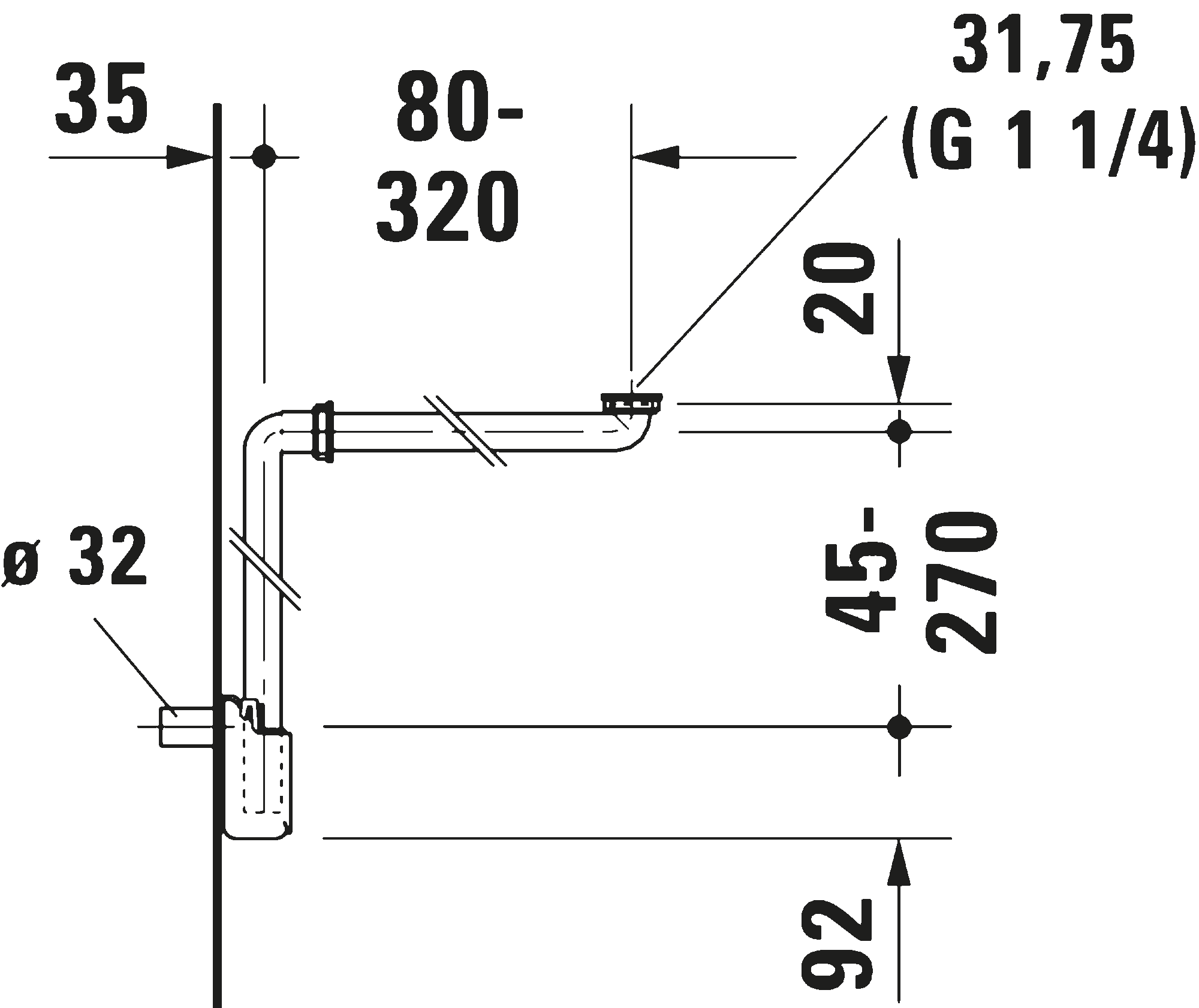 Space-saving siphon, 005076