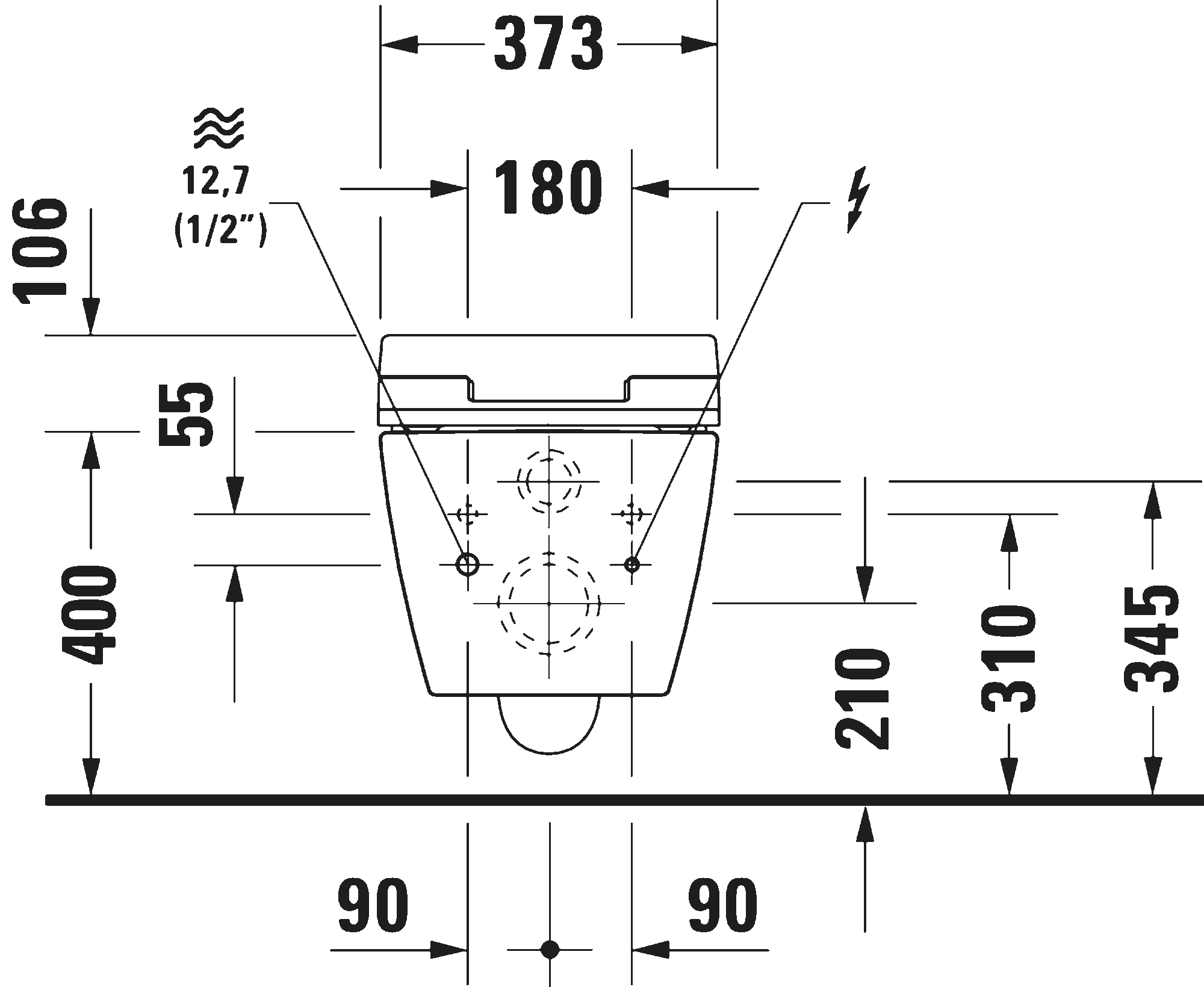 Toilet wall-mounted for shower toilet seat, 252959