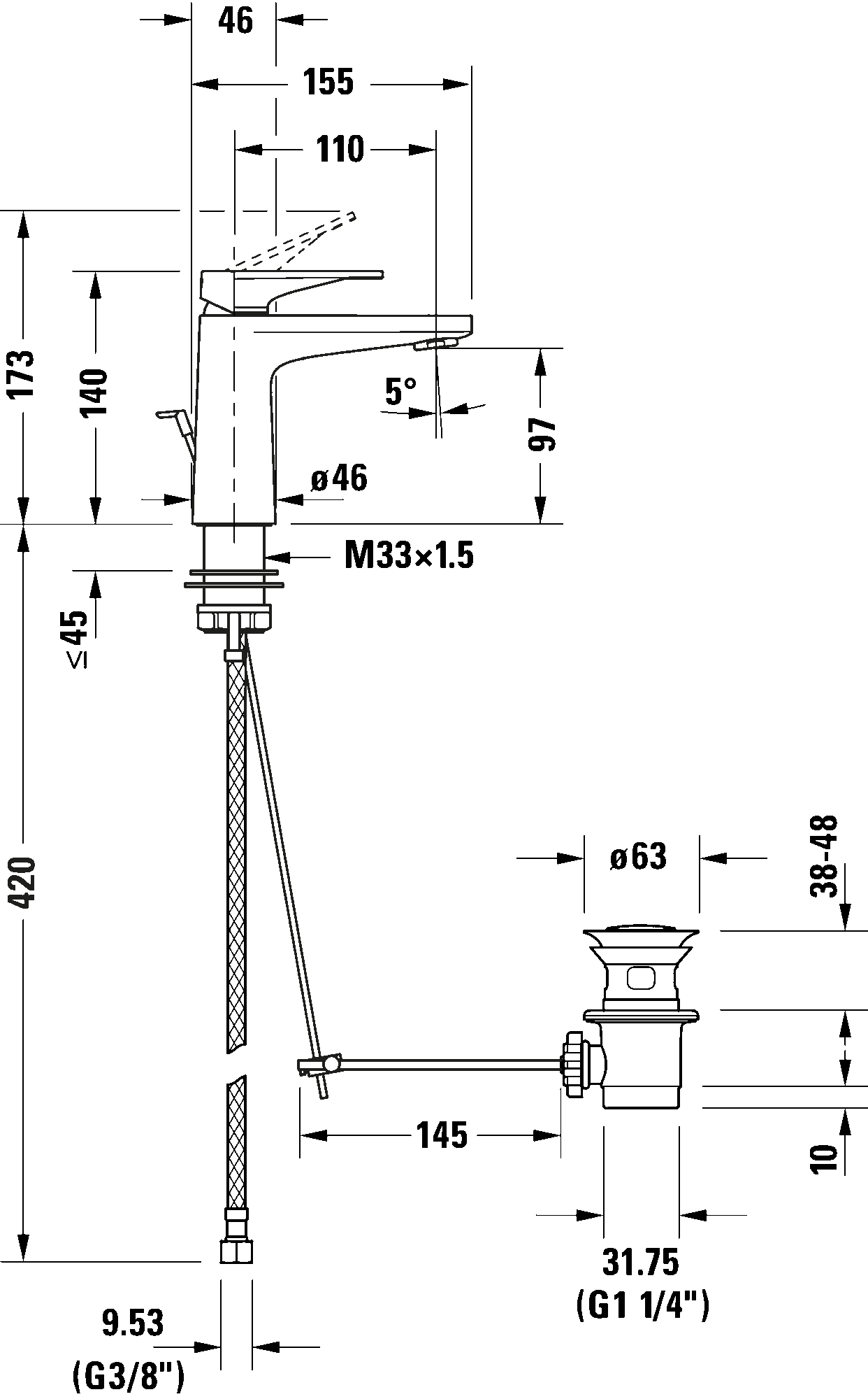 Single lever basin mixer S FreshStart, TU1011001