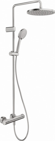 Shower system, WA4280008A70 only for Asian markets, Stainless steel Brushed, Height: 1124 mm, Flow rate of hand shower (3 bar): 6 l/min, Flow rate of showerhead (3 bar): 6 l/min