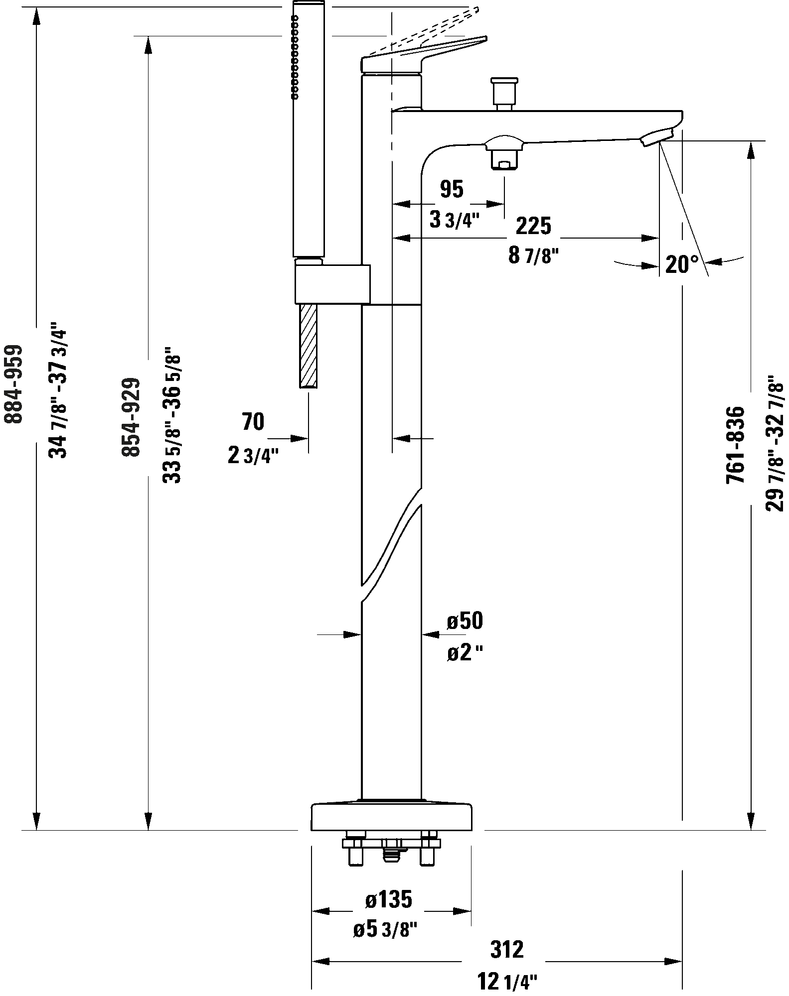 Freestanding bath mixer, NO5250000