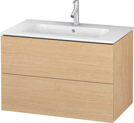 Vanity cabinet with sink, LC0009T30300000 Natural oak Matte Decor, Set items: Vanity Cabinet, Wall Mounted Sink, Article No.: LC624103030, 2336830030, Matte