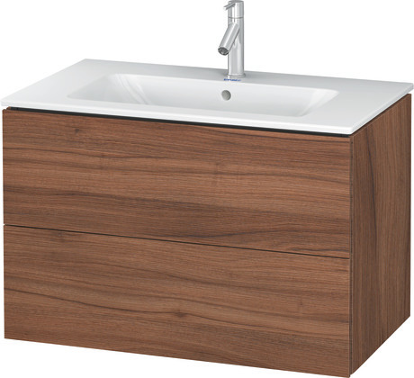Vanity cabinet with sink, LC0009T79790000 Walnut Matte Decor, Set items: Vanity Cabinet, Wall Mounted Sink, Article No.: LC624107979, 2336830030, Matte