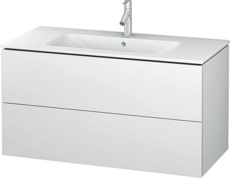 Vanity cabinet with sink, LC0129T18180000 White Matte Decor, Set items: Wall Mounted Sink, Vanity Cabinet, Article No.: 2336100030, LC624201818, Rectangular, Number of basins: 1, Includes faucet deck, Number of drawers: 2, Number of basins: 1Middle, Handle type: Without handle, Matte, Number of drawers: 2