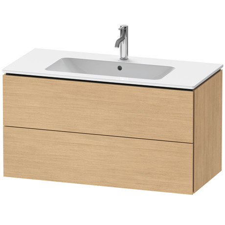 Vanity cabinet with sink, LC0129O30300000 Natural oak Matte Decor, Set items: Wall Mounted Sink, Vanity Cabinet, Article No.: 2336100000, LC624203030, Rectangular, Number of basins: 1, Includes faucet deck, Number of drawers: 2, Number of basins: 1Middle, Handle type: Without handle, Matte, Number of drawers: 2