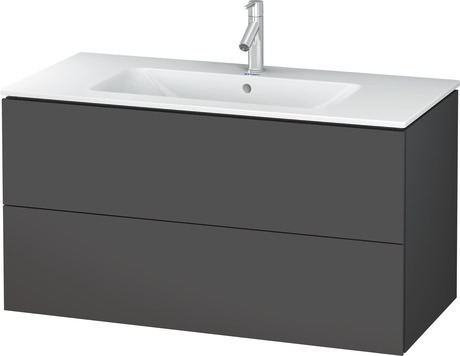 Vanity cabinet with sink, LC0129T49490000 Graphite Matte Decor, Set items: Wall Mounted Sink, Vanity Cabinet, Article No.: 2336100030, LC624204949, Rectangular, Number of basins: 1, Includes faucet deck, Number of drawers: 2, Number of basins: 1Middle, Handle type: Without handle, Matte, Number of drawers: 2