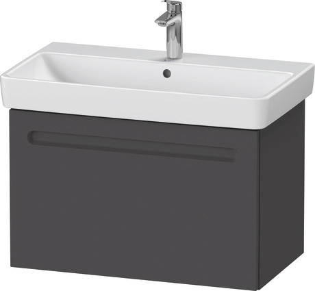 Vanity cabinet with sink, N10179T49490000 Front: Graphite Matte, film, Body: Graphite Matte, Decor, Set items: Vanity Cabinet, Wall Mounted Sink, Article No.: N14383049490000, 2375800087, Matte