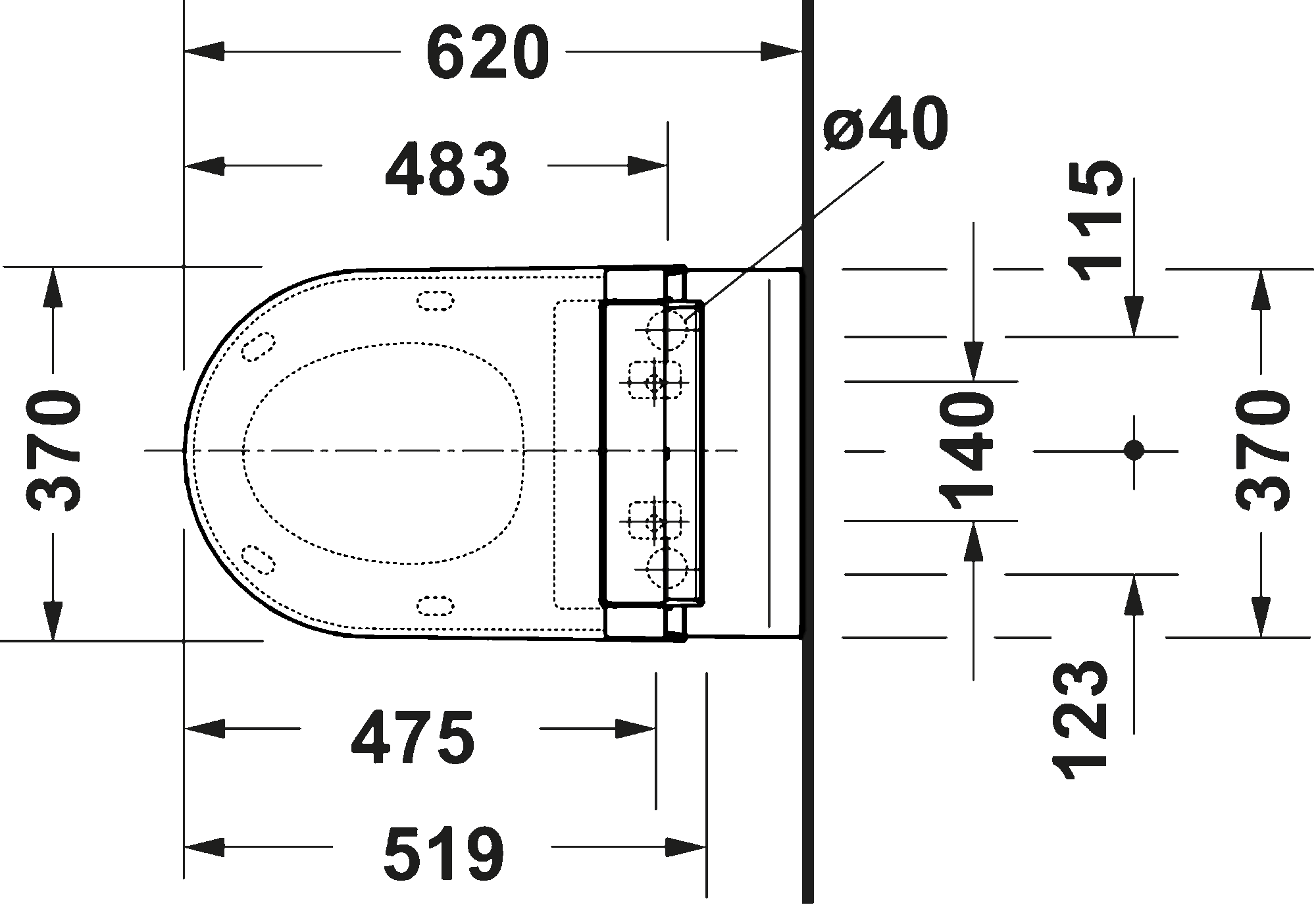 Toilet wall-mounted for shower toilet seat, 252259