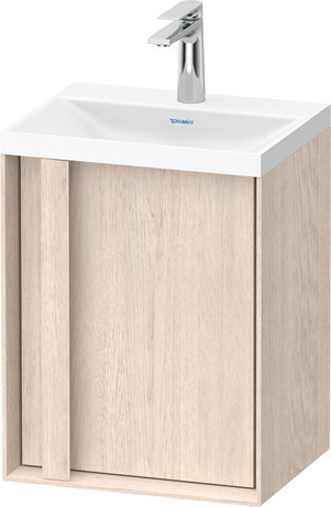 Set c-shaped sospeso, OC4554OH7H70000 Rovere chiaro massello opaco Legno massello, Articoli inclusi nel set: Lavamani c-shaped, Colore ceramica: Bianco satinato, Numero dei fori rubinetteria: 1, Maniglia Rovere chiaro massello, Troppopieno: No, Bordo per la rubinetteria: Sì, Incl. piletta a scarico libero, Incl. tappo in DuroCast, Incl. rubinetteria: No