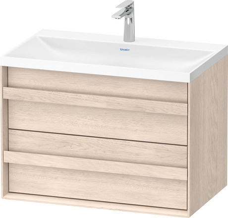 Set c-shaped sospeso, OC4556OH7H70000 Rovere chiaro massello opaco Legno massello, Articoli inclusi nel set: Lavabo c-shaped, Colore ceramica: Bianco satinato, Numero dei fori rubinetteria: 1, Maniglia Rovere chiaro massello, Troppopieno: No, Bordo per la rubinetteria: Sì, Incl. piletta a scarico libero, Incl. tappo in DuroCast, Incl. rubinetteria: No