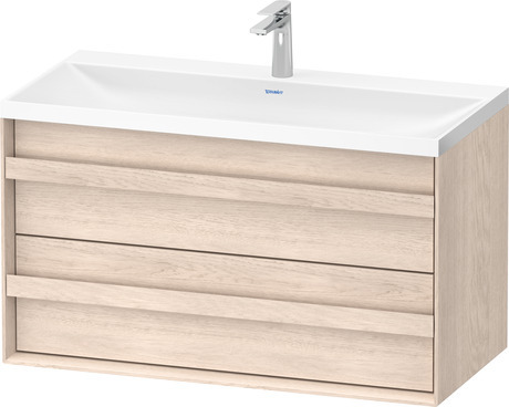 Set c-shaped sospeso, OC4557OH7H70000 Rovere chiaro massello opaco Legno massello, Articoli inclusi nel set: Lavabo c-shaped, Colore ceramica: Bianco satinato, Numero dei fori rubinetteria: 1, Maniglia Rovere chiaro massello, Troppopieno: No, Bordo per la rubinetteria: Sì, Incl. piletta a scarico libero, Incl. tappo in DuroCast, Incl. rubinetteria: No