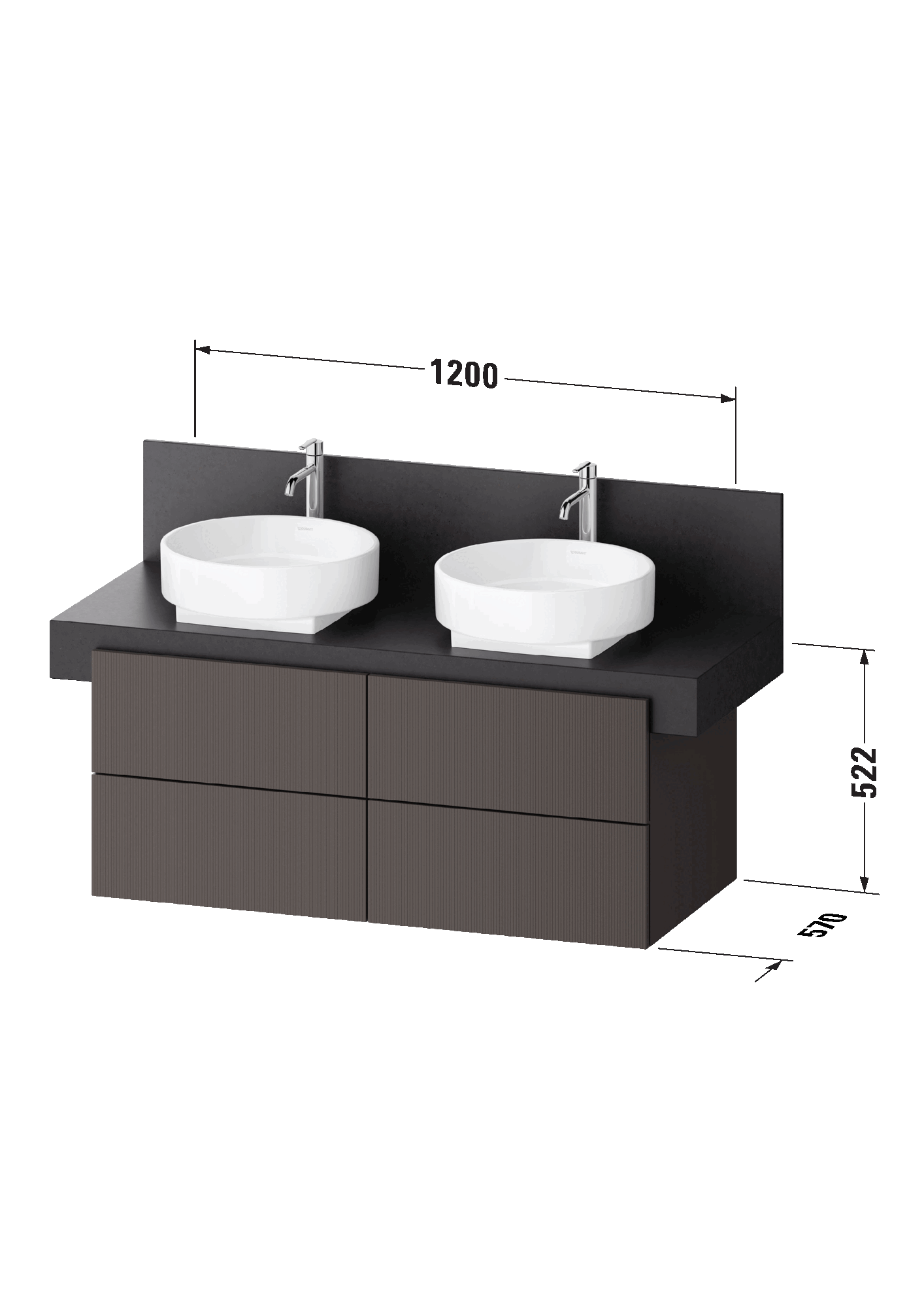 Console vanity unit wall-mounted, BA5037