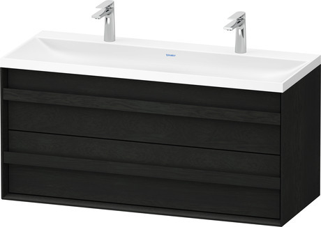 Set c-shaped sospeso, OC4559OH6H60000 Rovere nero massello opaco Legno massello, Articoli inclusi nel set: Lavabo c-shaped, Colore ceramica: Bianco satinato, Numero dei fori rubinetteria: 1, Maniglia Rovere nero massello, Troppopieno: No, Bordo per la rubinetteria: Sì, Incl. piletta a scarico libero, Incl. tappo in DuroCast, Incl. rubinetteria: No