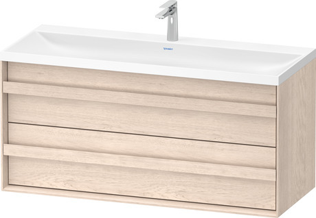 Set c-shaped sospeso, OC4558OH7H70000 Rovere chiaro massello opaco Legno massello, Articoli inclusi nel set: Lavabo c-shaped, Colore ceramica: Bianco satinato, Numero dei fori rubinetteria: 1, Maniglia Rovere chiaro massello, Troppopieno: No, Bordo per la rubinetteria: Sì, Incl. piletta a scarico libero, Incl. tappo in DuroCast, Incl. rubinetteria: No